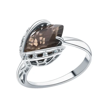 

Silver ring with раухтопазами and cubic zirconia sunlight sample 925