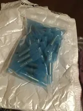 Terminales a tope termorretráctiles, conectores de Cable eléctrico aislados, prensado de 16-14 AWG, color azul, Conector de terminales, 25/50 Uds.