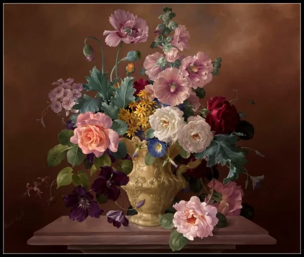Spring Bouquet Collection- Counted Cross Stitch Kits- DIY Handmade Needlework for Embroidery 14 ct Cross Stitch Sets DMC Color - Color: 270w x 230h