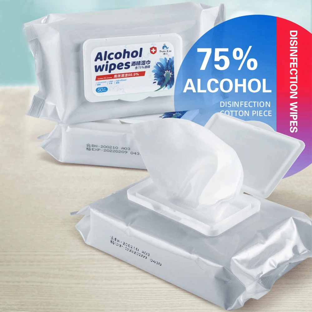 

SGS Certification! 75% Alcohol Pads Wet Wipe 50 Pumps Disposable Disinfection Prep Cleaning Sterilization First Aid Home Makeup