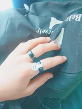 Anillo de acero inoxidable negro para hombre y mujer, joyería con abalorio, 2017