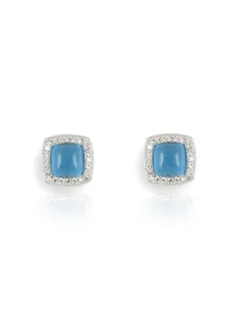 

Earrings square Silver with blue stone