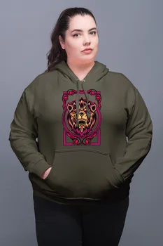 

Angemiel Wear Framed Lion Green Women 'S Hooded Sweatshirt