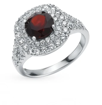 

Silver ring with cubic zirconia and Garnet sunlight sample 925
