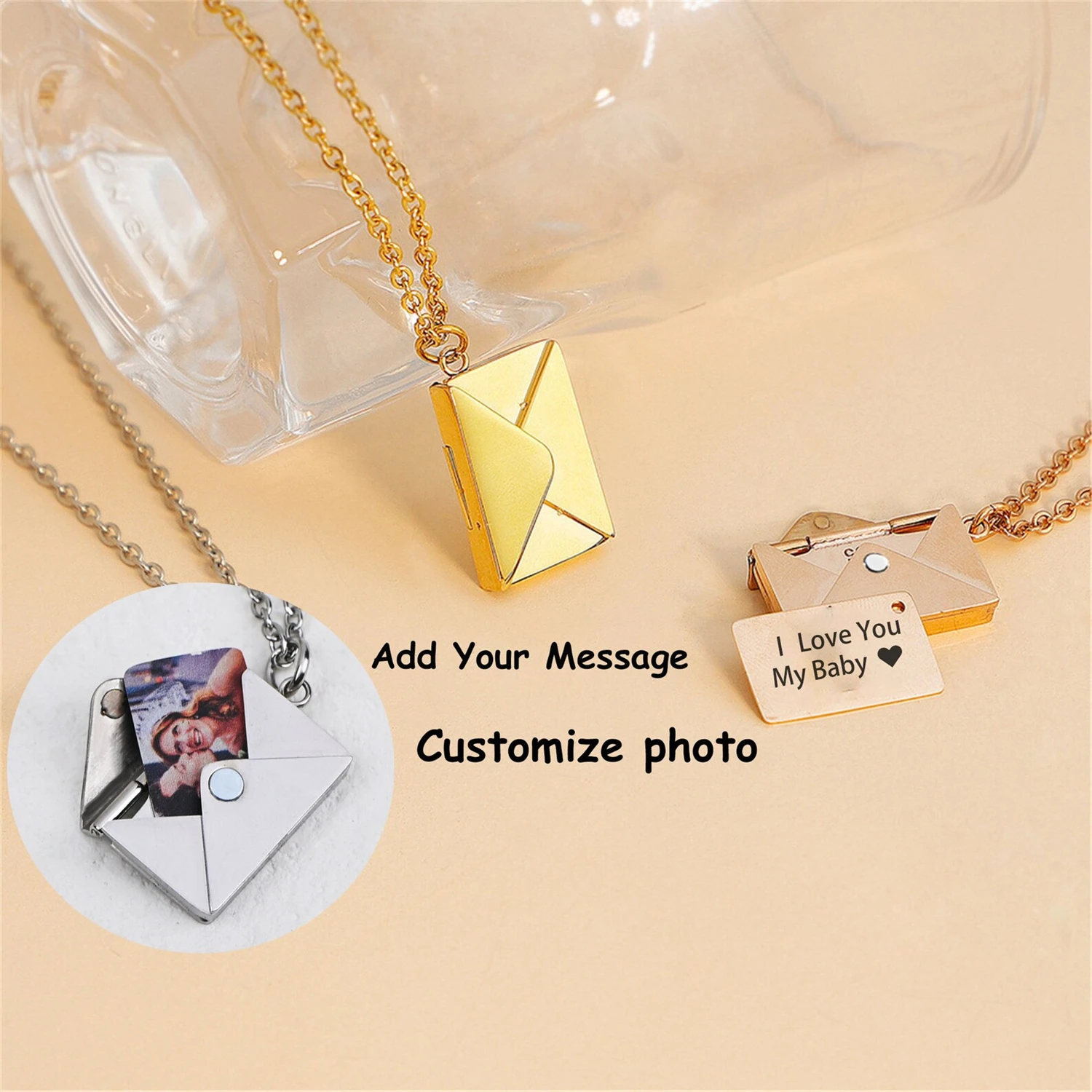 Sobre personalizado foto personalizada, cadena, nombre grabado, joyería con foto oculta, regalo para ella| | - AliExpress