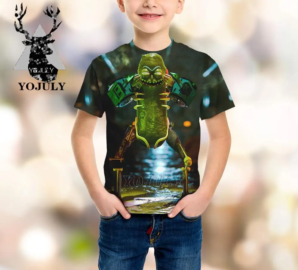YOJULY/детская одежда футболка с 3D принтом pickle rick Одежда для больших детей летние модные футболки для мальчиков и девочек-подростков с круглым вырезом A383