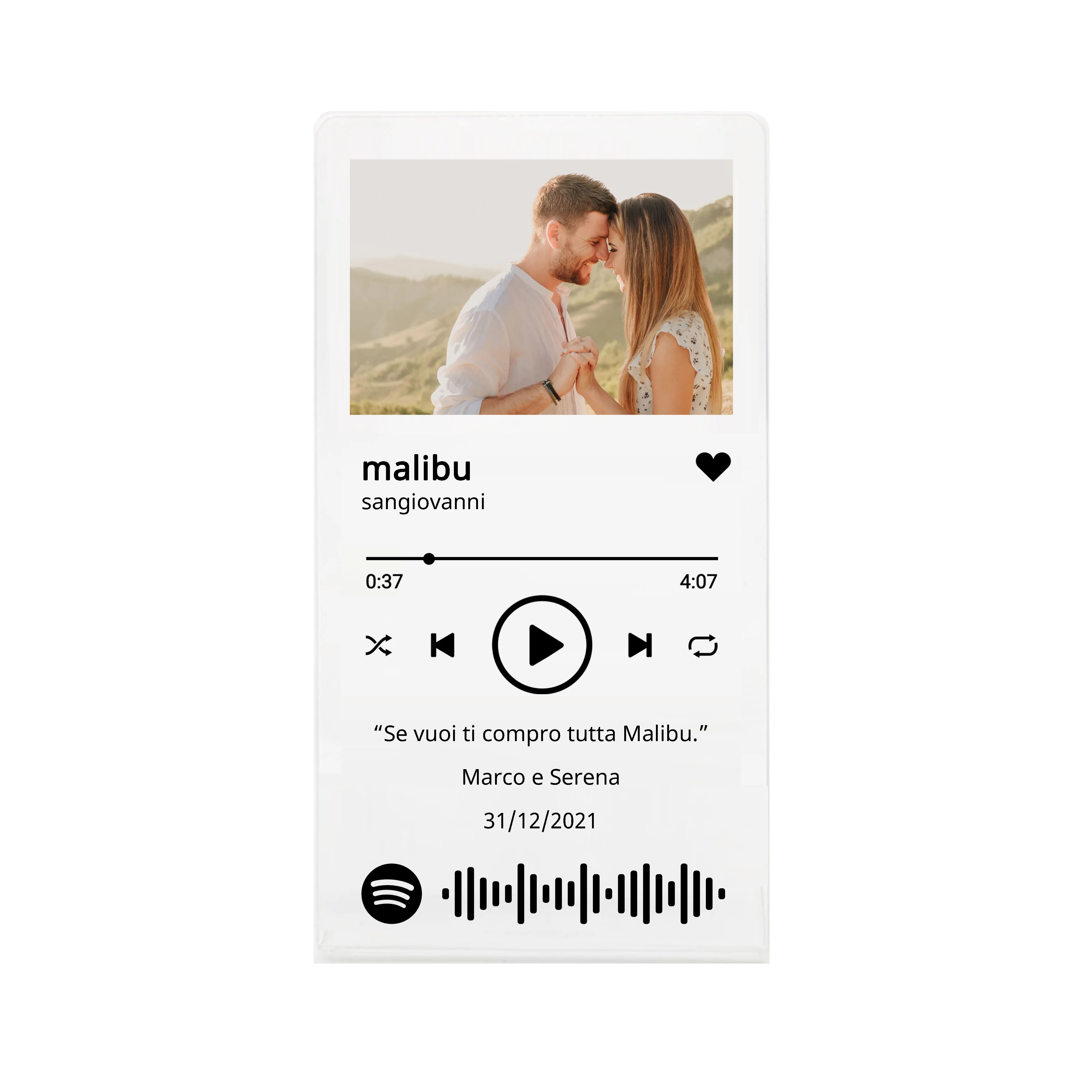 Lac Targa Spotify Personalizzata Foto Prime Legno Glass Music Code Premium Portafoto Cornice Musicale Personalizzata Vetro Idea Regalo Natale 2021 Can