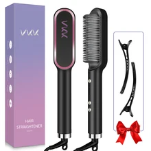

Hair Straightener Brush 25s Fast Heating Ceramic PTC-Stop Automatic-5 Levels Heat Adjustable Innovative Heat Protection Sensor