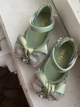 Zapatos de cuero con lazo de diamantes de imitación para niñas, zapatillas de baile de fiesta, zapatos planos de rendimiento para bebés y estudiantes, D785