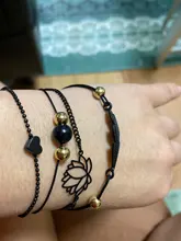 SUMENG 2020 New Fashion 4PCs Gothic Black Feather Lotus Bracelets Set Heart Charm Boho