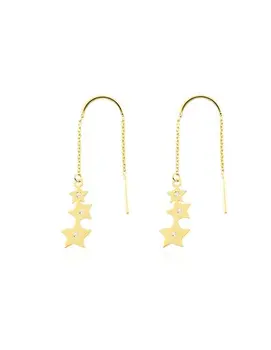 

Earrings Gold long chain stars with zircons (9kts)