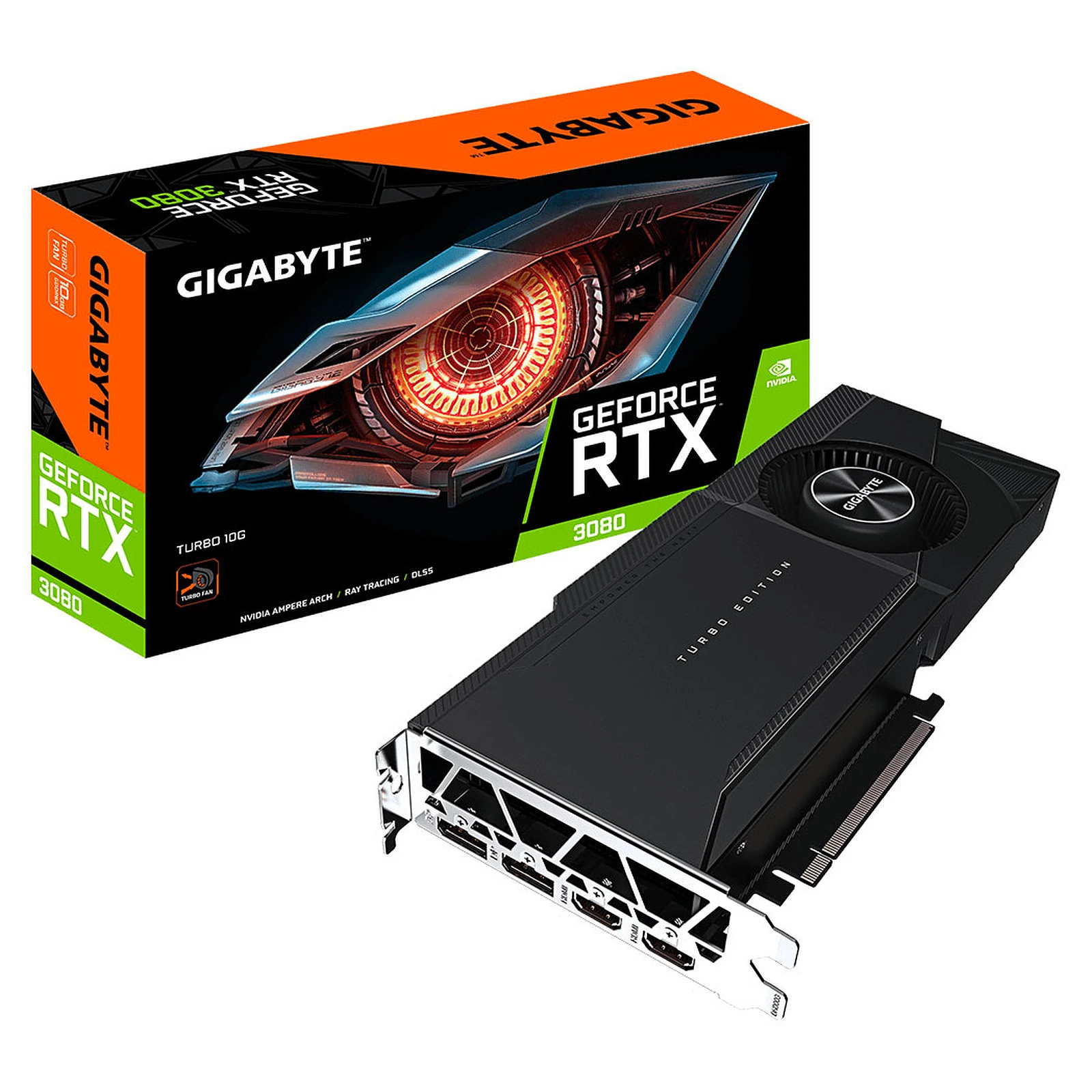 graphics card for desktop Gigabyte GeForce 3080 RTX TURBO 10GB GDDR6X GV-N3080TURBO-10GD Rev 2.0 LHR good pc graphics card