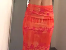 Faldas de estilo informal bohemio para mujer, faldas de cintura alta con estampado Floral, color Naranja, a media pierna, para playa, fiesta y vacaciones