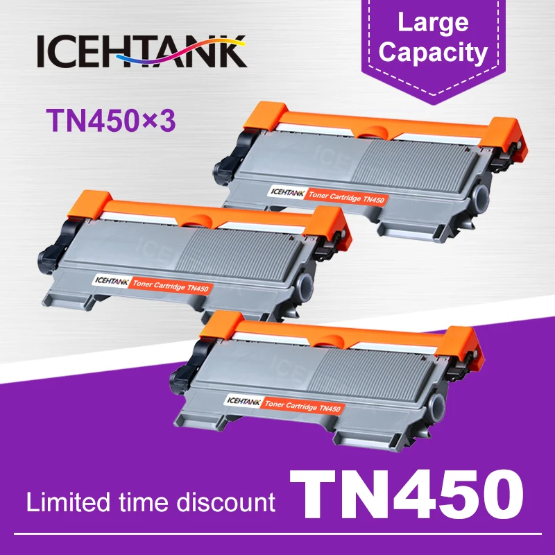 

ICHTANK 3 PCS TN450 toner cartridge for brother HL 2220 2230 2240 2250dn 2270dw 2280dw DCP-7057 7060d 7065dn MFC-7360n printer