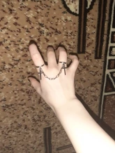 Punk Hip-Hop Cruz anillo de plata Chapado en Color Retro Cadena de dedo anillo de joyería ajustable regalo para Unisex anillo partido anillos