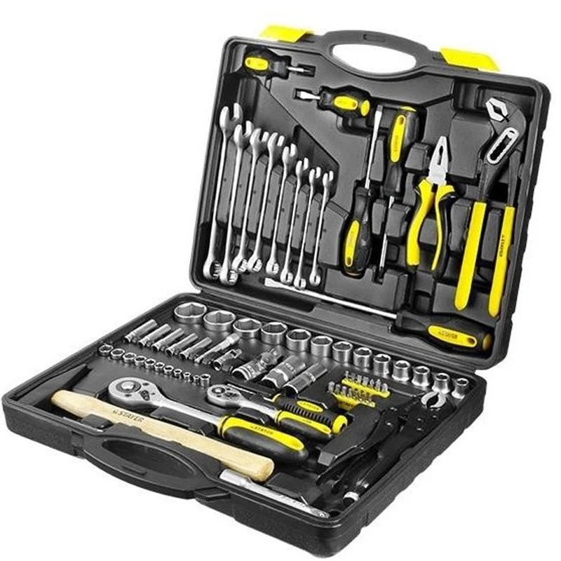 Набор ручного инструмента STAYER 27760-H72 (Количество предметов в наборе - 72 штуки - биты, гаечные ключи, торцевые головки, отвертки, молоток, пассатижи, кейс в комплекте)