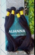 ALIANNA-extensiones de cabello humano para mujer, mechones de pelo largo y liso, brasileño, 32, 34, 36, 38 y 40 pulgadas, n. ° 1B, 30 pulgadas