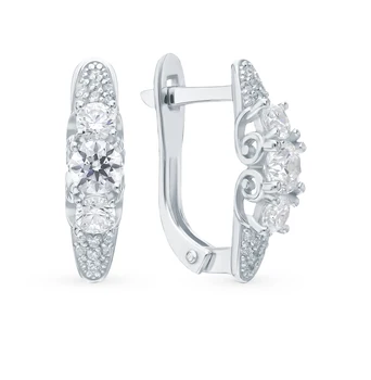 

Silver earrings with cubic zirconia sunlight sample 925 test