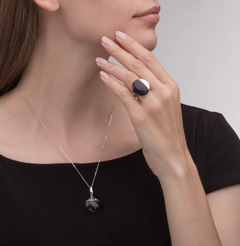 Серебряное кольцо с авантюрином SUNLIGHT проба 925