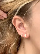 Pendientes de plata de ley 925 con forma de rayo para mujer, joyería Simple, accesorios