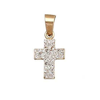 

Cross pendant 9k gold stones 12x9 [6239]