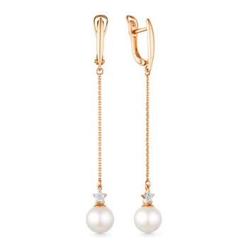 

Gold earrings with cubic zirconia and pearls sunlight sample 585