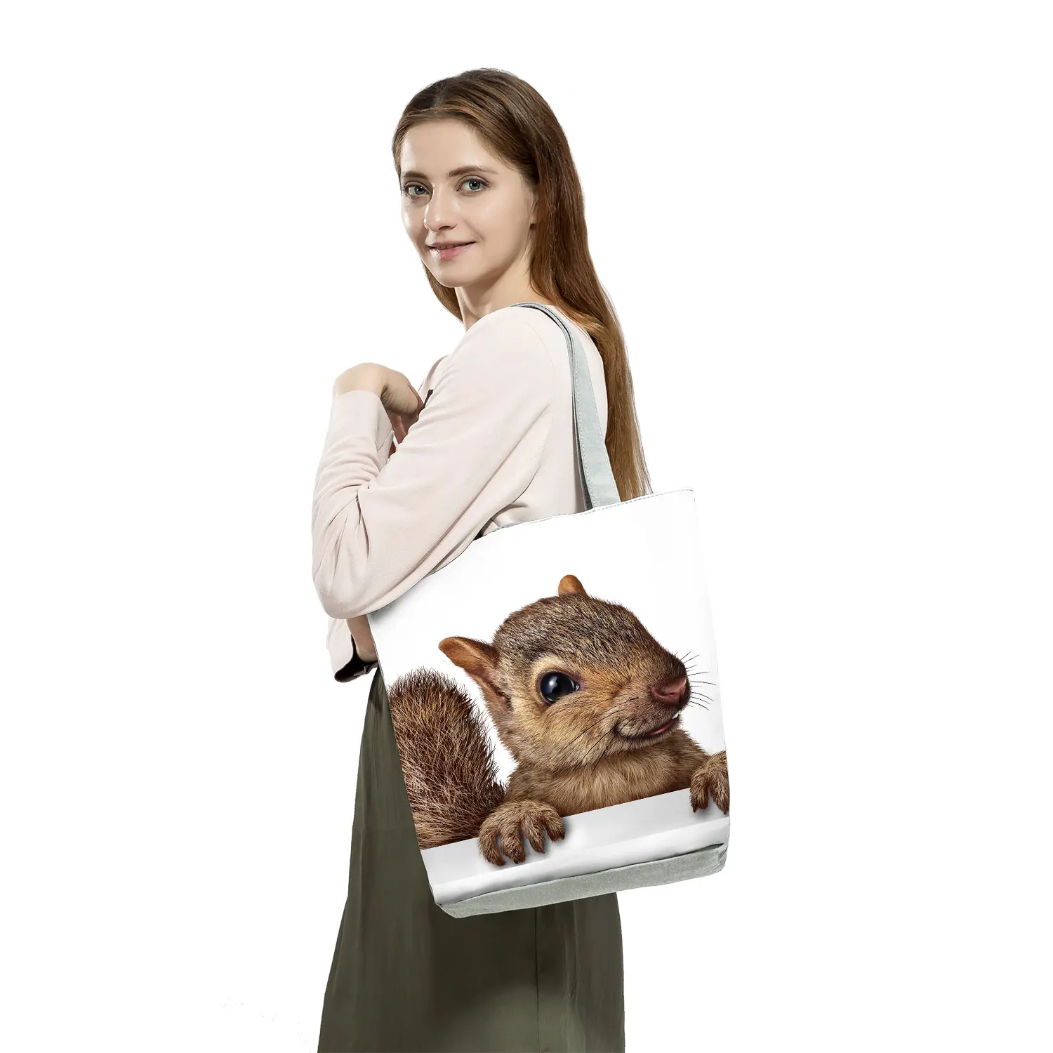 designer bags Squirrel Handbags Print Bags For Women Animal Graphic Lovely Pattern Tote Men Lady Cute Puppy Face Funny Pet Female Shoulder Bag wristlets for women