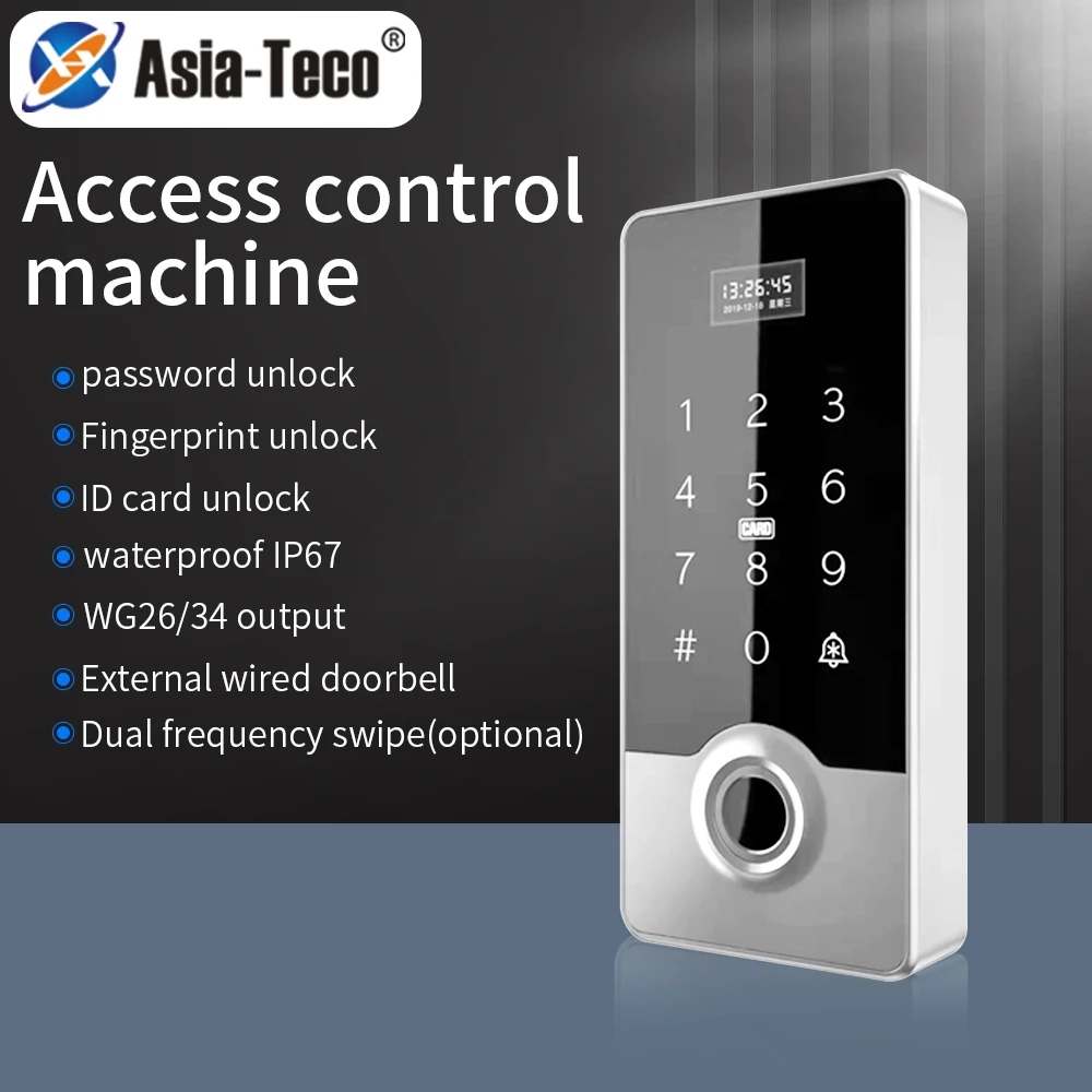 Fingerprint Scanner Device IP67 Wateproof RFID 125khz 13.56Mhz Wiegand26/34 Output Biometric Access Control Keypad LED Screen