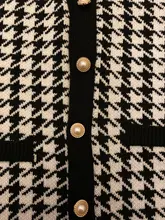 FSDA-suéter de manga larga con cuello de pico para mujer, cárdigan negro con botones y pata de gallo, de punto, holgado, de gran tamaño, informal, otoño e invierno, 2020