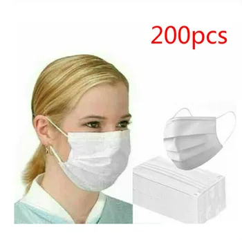 

200PCS Disposable Protective Face Mask 3-Ply Ear Loop Anti-Dust Face Mouth Masks Wholesale