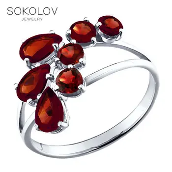 

Sokolov ring in silver with grenades fashion jewelry 925 women's male