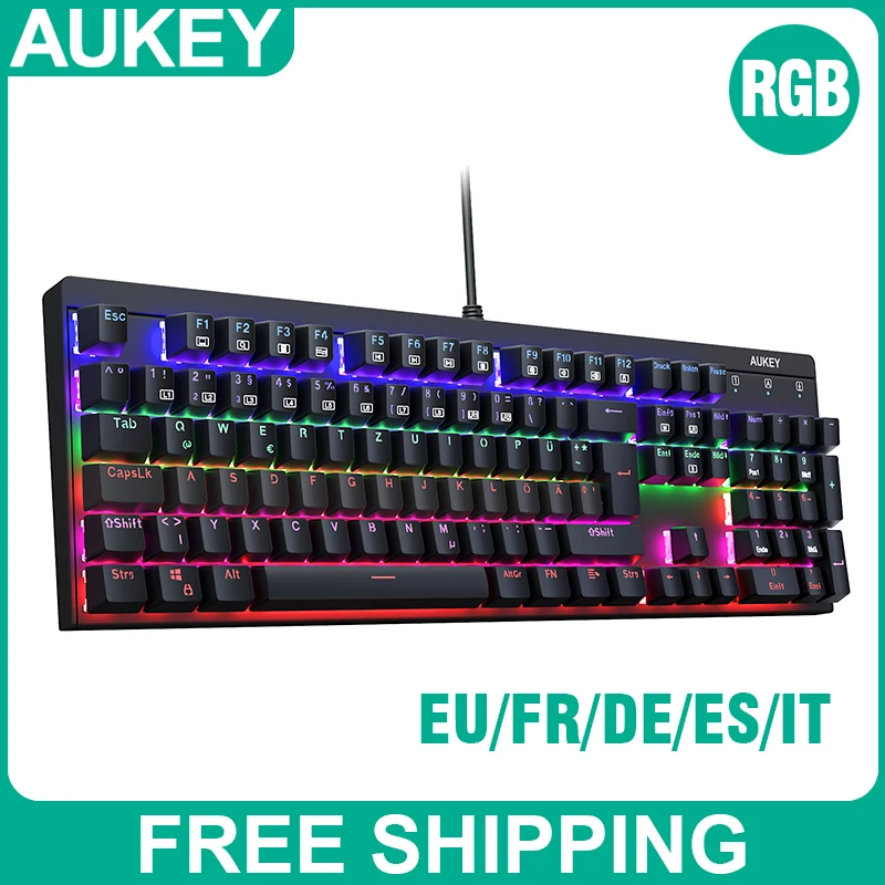 AUKEY KM-G6 механическая клавиатура 105 клавиш с игровым программным обеспечением для