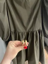 Mini Dress Lantern Short-Sleeve OOTN A-Line Pink Elegant Green Cotton Casual Women Ladies