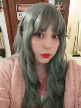 Largo SHANGKE-Peluca de pelo rizado sintético resistente al calor para mujer, pelo falso Natural con parte de pelo medio