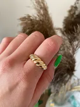 Anillos Croissant trenzados para mujer, sortija trenzada, anillo de cúpula gruesa, banda de apilamiento, joyería, anillo llamativo, accesorios de fiesta