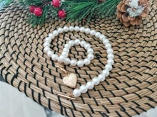 Collar con colgante de concha de amor para mujer, gargantilla de cadena de perlas Simple de 6MM de estilo Vintage, joyería de moda al por mayor