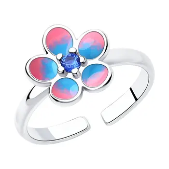 

Sokolov ring in silver with enamel and cubic zirconia, fashion jewelry, 925, women's/men's, male/female