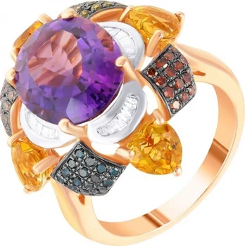 

Jay VI ring with amethyst, citrine and red gold diamonds