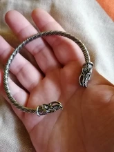 Pulsera Vintage de cabeza de dragón, brazalete abierto con boca, estilo nórdico, Vikingo, diseño trenzado antiguo tallado, joyería