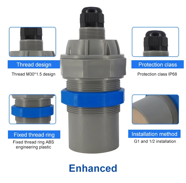 IP68 IP65 4-20 ma RS485 Distance 10 Meter Water Fuel Oil Tank Liquid Depth Ultra