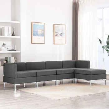 

5 PCs dark gray sofa fabric sofa sets