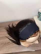Peluca con diadema recta para mujer Peluca de cabello humano, 180% de densidad, cabello liso malasio, peluca completa hecha a máquina para mujeres negras