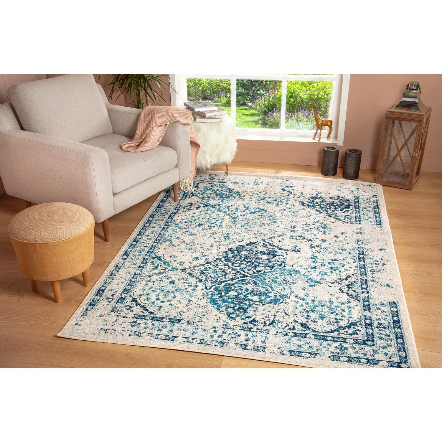Je Veux домашний винтажный ковер Gray-Blue-60x90 - Цвет: Синий