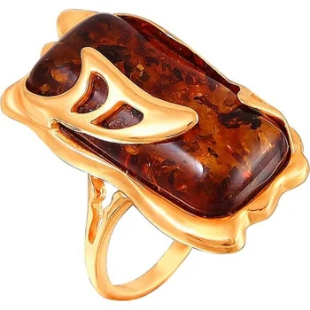 

Esthete ring with 1 Amber made of silver with gilding