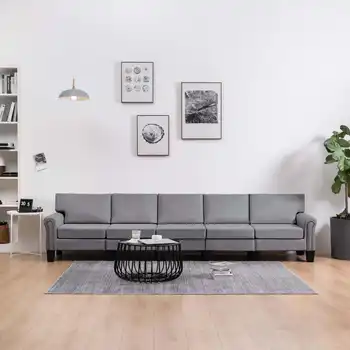 

Sofa 5 seater light gray fabric sofas