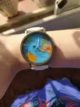 Reloj de cuarzo Mini World para hombres y mujeres, cronógrafo de pulsera con diseño de mapa, avión, viaje por el mundo, vestido de cuero para mujeres, D30