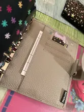 Moterm-Cuero de Grano Litchi de bolsillo Regular, cuaderno de anillo A7, Mini Agenda, organizador diario de cuero de vaca, diario de bocetos
