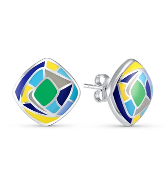 

Silver earrings with enamel sunlight sample 925