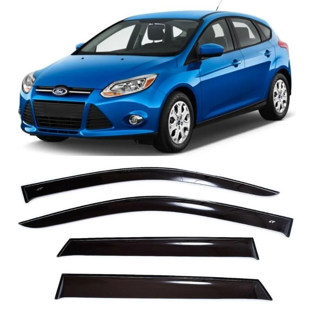 Дефлекторы окон Cobra Tuning F32811 на авто Ford Focus lll Hb Hatchback 2010-2018 4 шт./комп. ветровики от