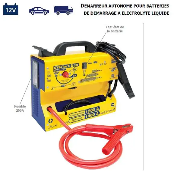 Gys-001 alone with built-in charger 12V 600A - Gyspack starter 650 |